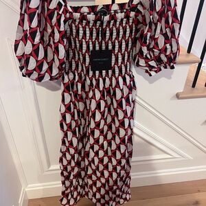 Cynthia Rowley Geo Dress - Red, Black, and White